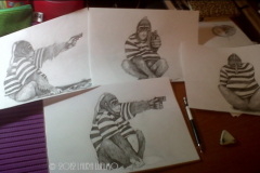 Bocetos para ilustración Lápiz sobre papel, 2012 -  Sketches for illustration. Pencil on paper,  2012