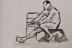 Boceto de hombre sentado. Pluma sobre papel - Sit-down man sketch. Pen on paper