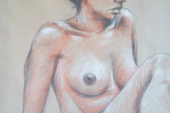 Boceto  y detalles de cuerpo de mujer. Técnica mixta sobre papel, 2014 - Sketch and details of woman's body. Mixed technique on paper, 2014