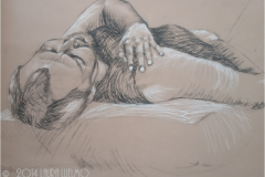 Hombre tumbado, 125x80.  Técnica mixta sobre papel, 2014 -Man Lying, 125x80. Mixed technique on paper, 2014