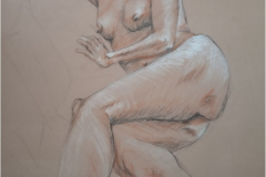 Mujer recostada, 80x125. Técnica mixta sobre papel, 2014 - Woman lying down, 80x125. Mixed technique on paper, 2014