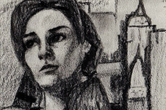 Detalle de rostro de mujer. Lápiz/ carbón sobre papel, 2011 -Details of woman's face. Pencil/ charcoal on Paper, 2011