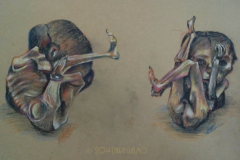 Fetos, 25 x 30. Técnica mixta sobre papel, 2014 - Fetuses, 25 x 30. Mixed technique on paper, 2014