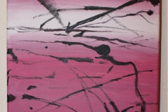 Garabatos sobre fondo Rosa,  31x41.  Acrílico sobre tela, 2008 Scribbles on Pink Background, 31x41. Acrylic on fabric