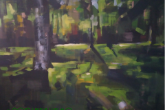Boceto de arboleda verde, 100x80. Acrílico sobre tabla,  2012 - Green grove sketch, 100x80. Acrylic on table, 2012
